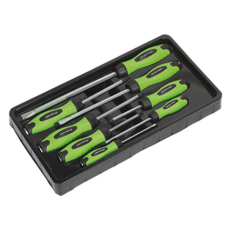 Screwdriver Set 8pc Hammer-Thru Hi-Vis Green | Pipe Manufacturers Ltd..