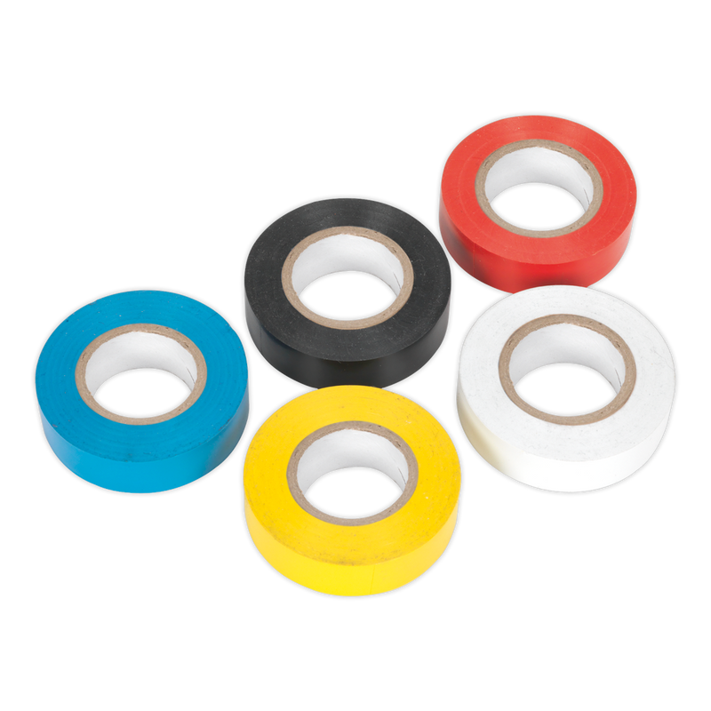 PVC Insulating Tape 19mm x 20m Mixed Colours Pack of 10 | Pipe Manufacturers Ltd..