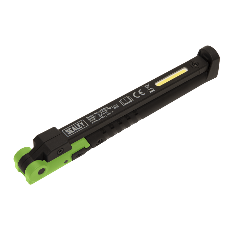 Rechargeable Slim Folding Pocket Light 2 COB + 1 SMD LED - Green | Pipe Manufacturers Ltd..