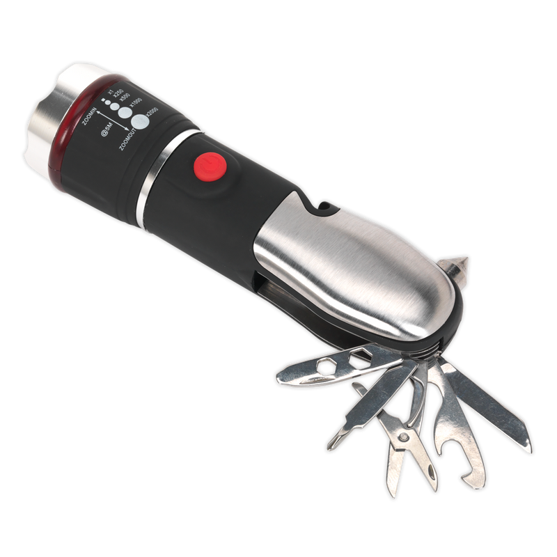 Emergency Torch/Multi-Tool - 3W LED Adjustable Focus 3 x AAA Cell | Pipe Manufacturers Ltd..