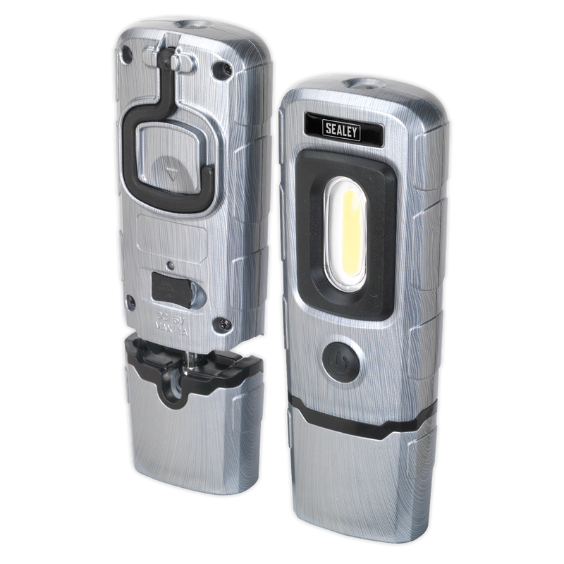 Rechargeable 360¡ Inspection Lamp 3W COB + 1W LED Brushed Aluminium Effect | Pipe Manufacturers Ltd..