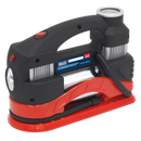 Tyre Inflator/Mini Air Compressor with Work Light Twin Cylinder 12V | Pipe Manufacturers Ltd..