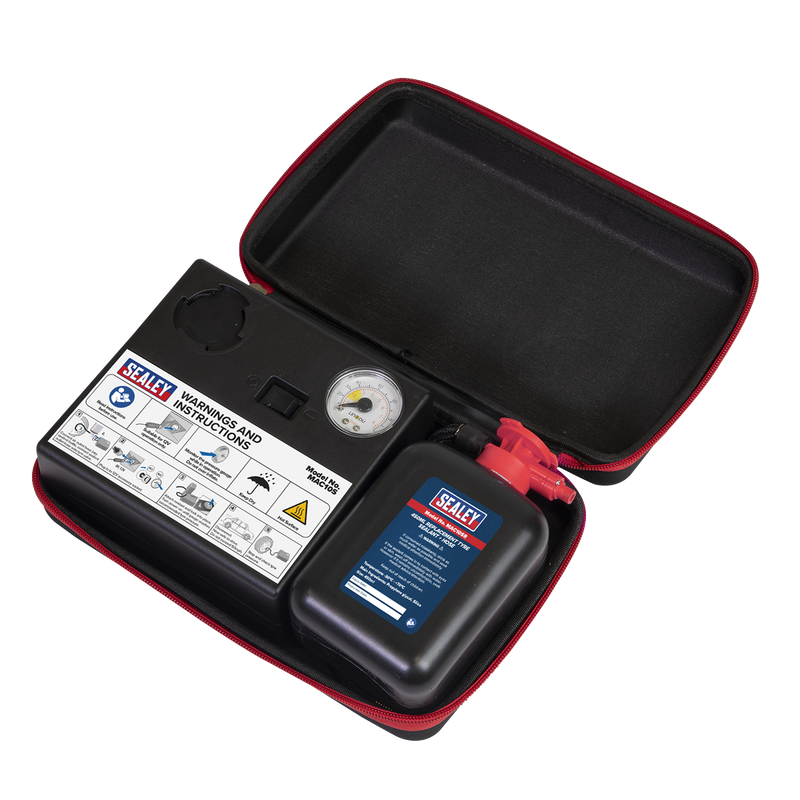 Tyre Inflator 12V + Emergency Puncture Sealant Kit | Pipe Manufacturers Ltd..