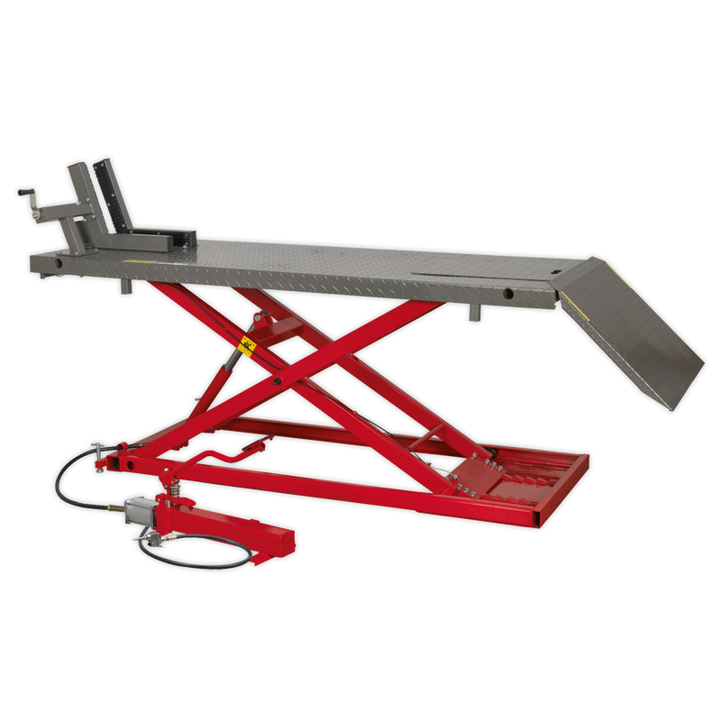 Motorcycle Lift 680kg Capacity Heavy-Duty Air/Hydraulic | Pipe Manufacturers Ltd..