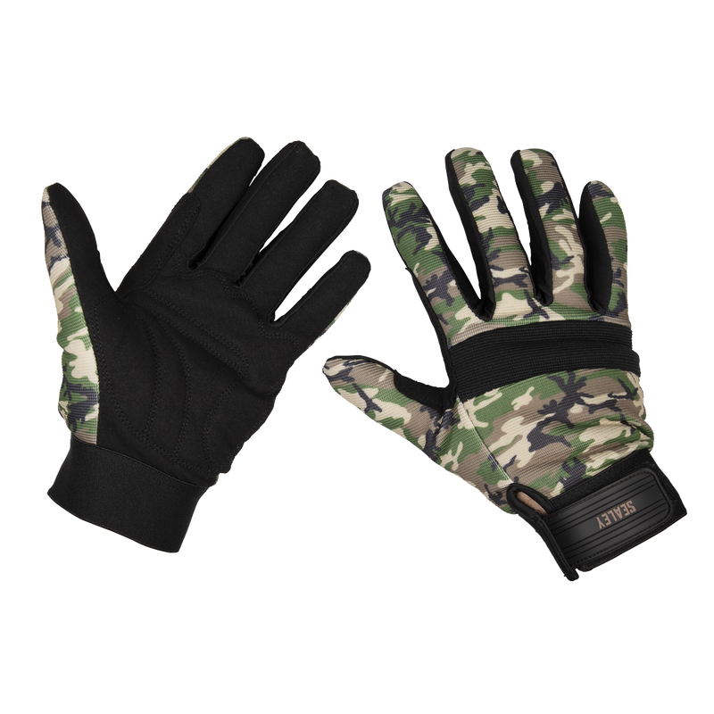 Mechanic's Gloves Padded Palm Camo - Large Pair | Pipe Manufacturers Ltd..