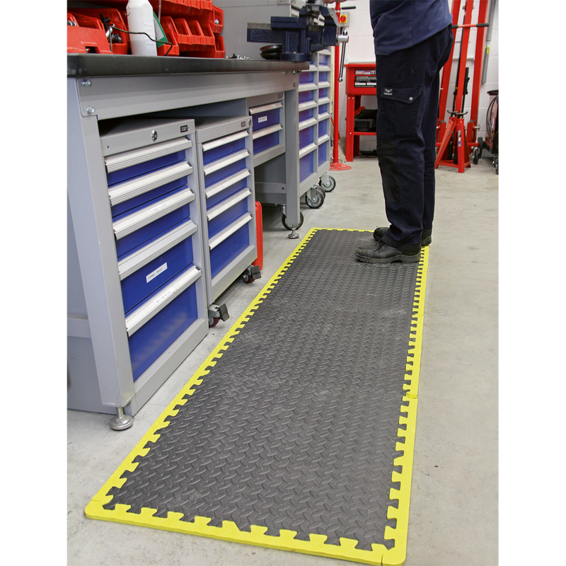 Interlocking EVA Foam Workshop Mat Set 1240 x 1825mm with Hi-Vis Edges | Pipe Manufacturers Ltd..