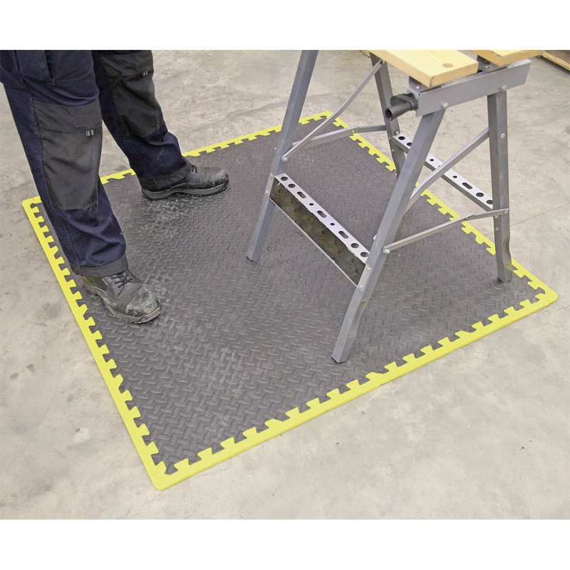 Interlocking EVA Foam Workshop Mat Set 1240 x 1825mm with Hi-Vis Edges | Pipe Manufacturers Ltd..