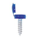 Numberplate Screw & Flip Cap 4.2 x 19mm Blue Pack of 50 | Pipe Manufacturers Ltd..
