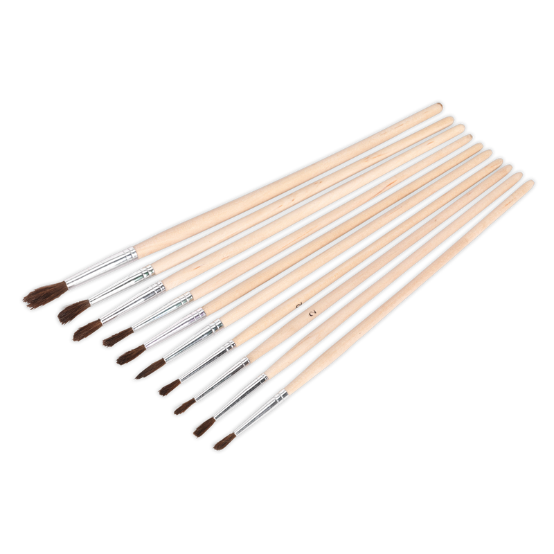 Touch-Up Paint Brush Assortment 10pc Wooden Handle | Pipe Manufacturers Ltd..