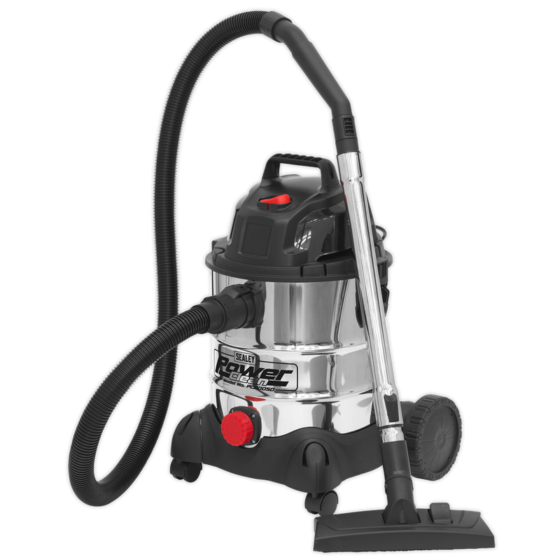 Vacuum Cleaner Industrial Wet & Dry 20L 1250W/230V Stainless Drum | Pipe Manufacturers Ltd..