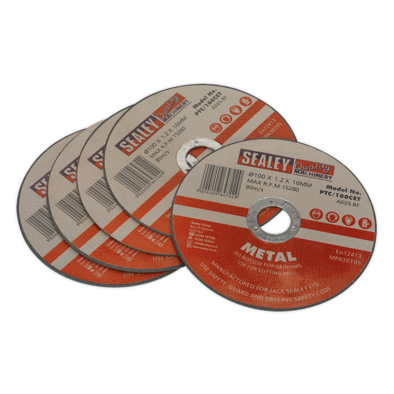 Cutting Disc ¯100 x 1.2mm 16mm Bore Pack of 5 | Pipe Manufacturers Ltd..