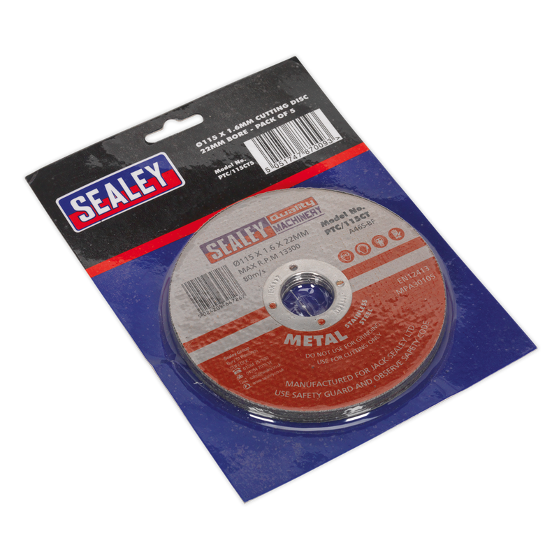Cutting Disc ¯115 x 1.6mm 22mm Bore Pack of 5 | Pipe Manufacturers Ltd..