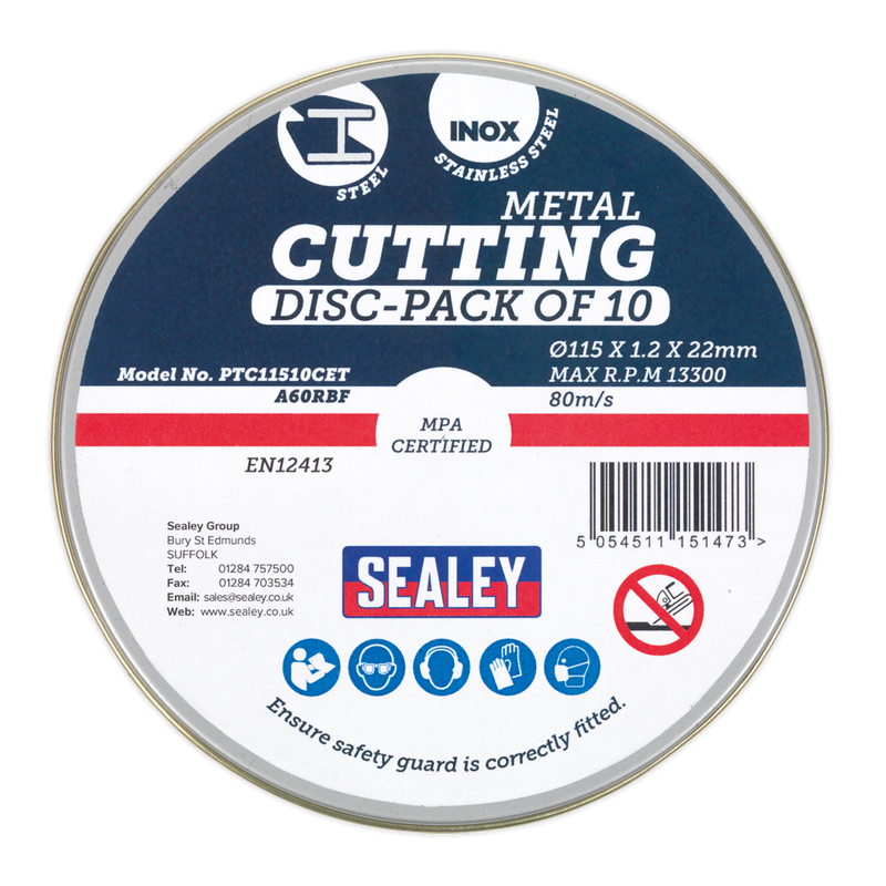 Cutting Disc 115 x 1.2mm 22mm Bore Pack of 10 | Pipe Manufacturers Ltd..