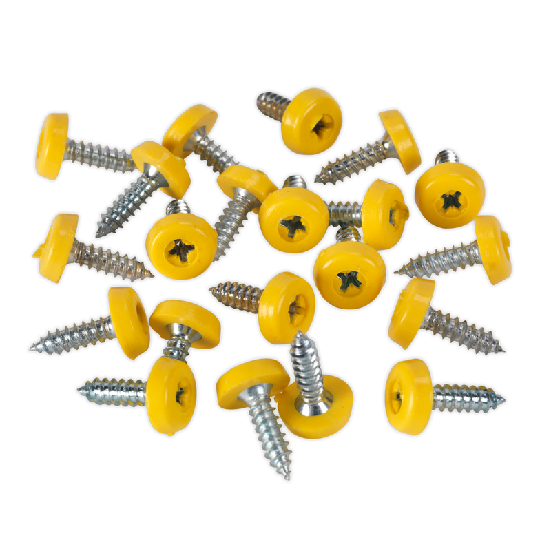Numberplate Screw Plastic Enclosed Head 4.8 x 18mm Yellow Pack of 50 | Pipe Manufacturers Ltd..