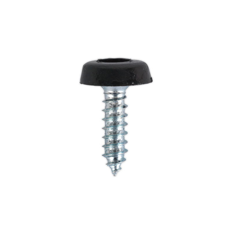 Numberplate Screw Plastic Enclosed Head 4.8 x 18mm Black Pack of 50 | Pipe Manufacturers Ltd..