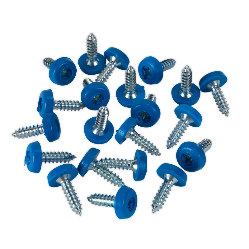 Numberplate Screw Plastic Enclosed Head 4.8 x 18mm Blue Pack of 50 | Pipe Manufacturers Ltd..