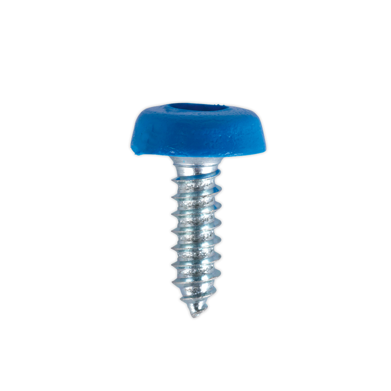 Numberplate Screw Plastic Enclosed Head 4.8 x 18mm Blue Pack of 50 | Pipe Manufacturers Ltd..