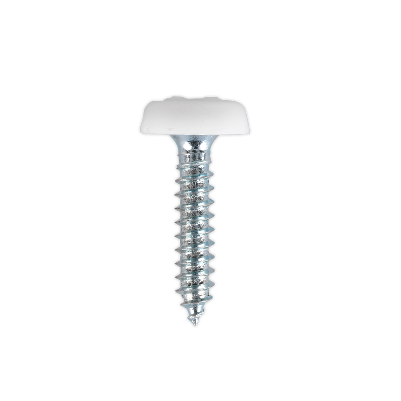Numberplate Screw Plastic Enclosed Head 4.8 x 24mm White Pack of 50 | Pipe Manufacturers Ltd..