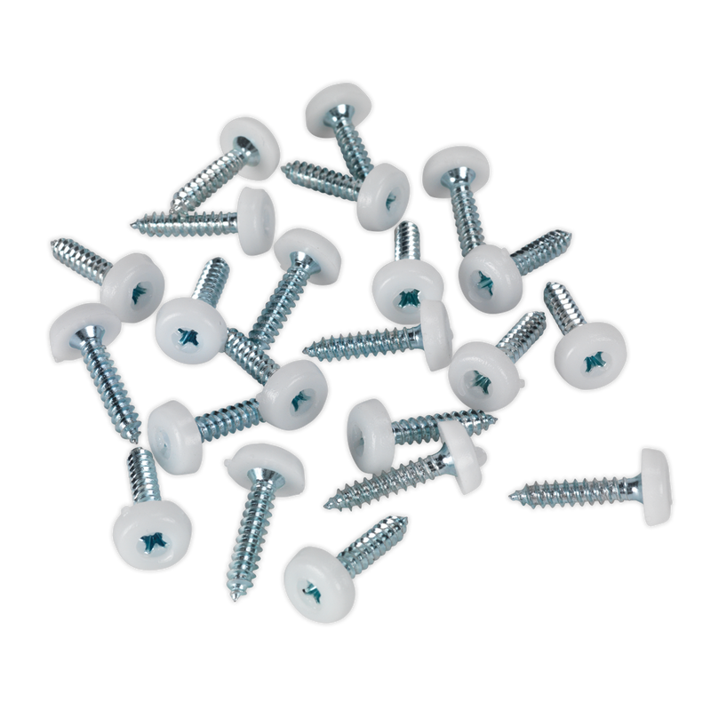 Numberplate Screw Plastic Enclosed Head 4.8 x 24mm White Pack of 50 | Pipe Manufacturers Ltd..