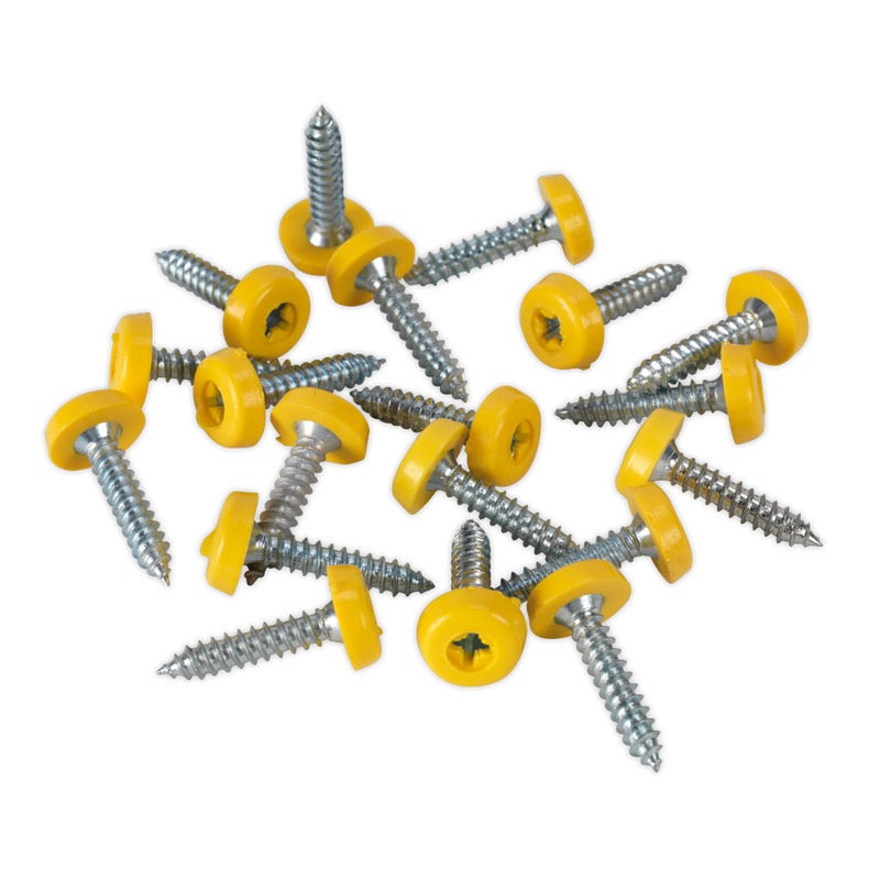 Numberplate Screw Plastic Enclosed Head 4.8 x 24mm Yellow Pack of 50 | Pipe Manufacturers Ltd..