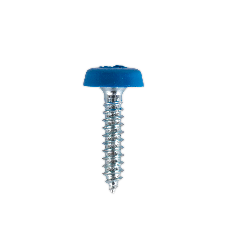 Numberplate Screw Plastic Enclosed Head 4.8 x 24mm Blue Pack of 50 | Pipe Manufacturers Ltd..