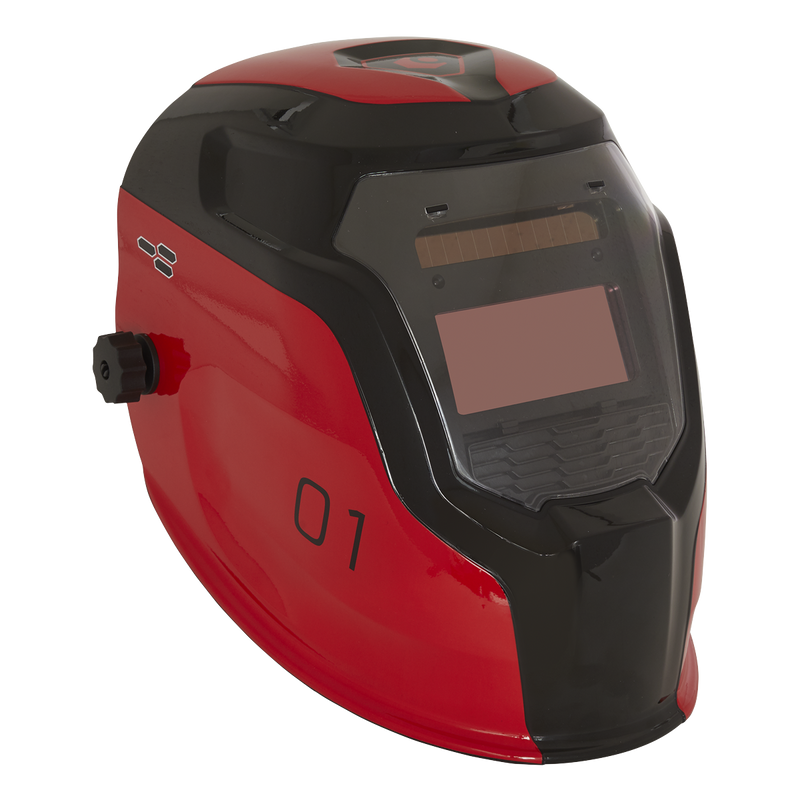 Auto Darkening Welding Helmet Shade 9-13 - Red | Pipe Manufacturers Ltd..