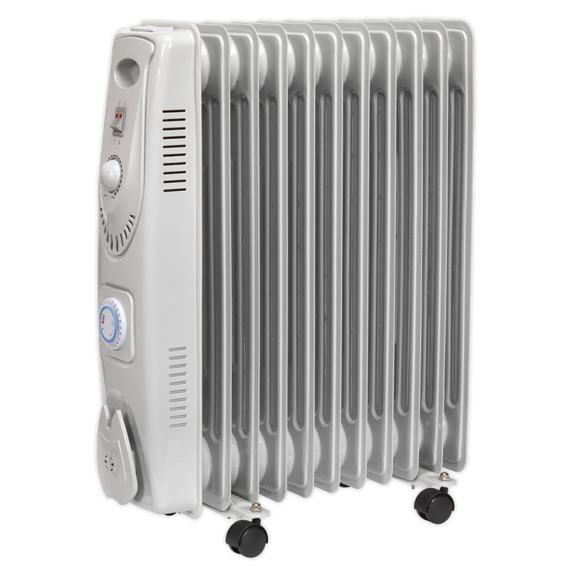 Oil Filled Radiator 2500W/230V 11 Element with Timer | Pipe Manufacturers Ltd..