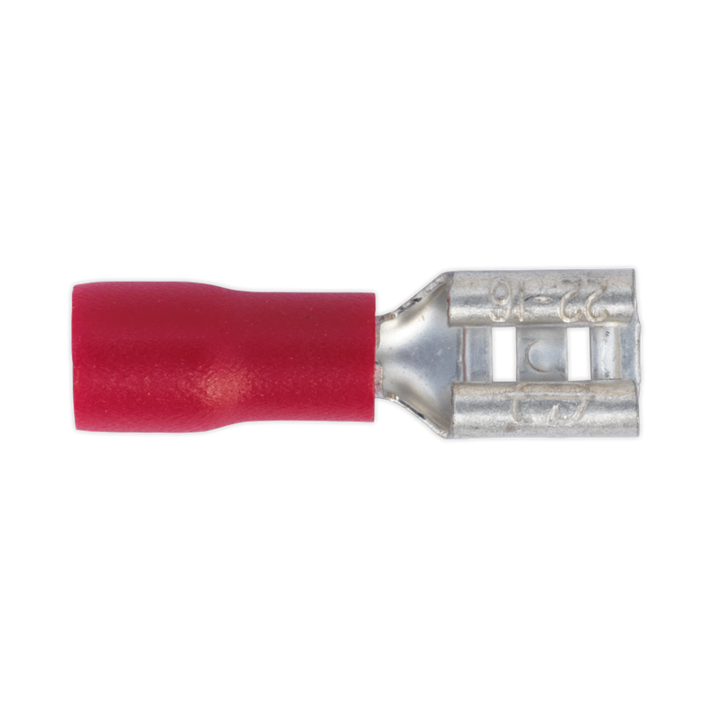 Push-On Terminal 4.8mm Female Red Pack of 100 | Pipe Manufacturers Ltd..