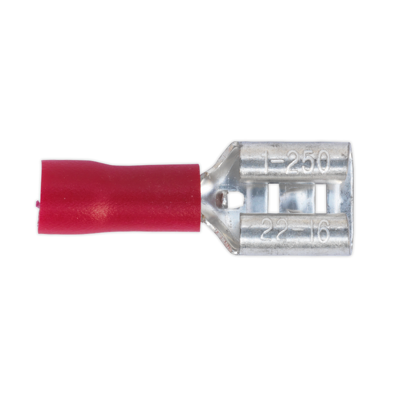 Push-On Terminal 6.3mm Female Red Pack of 100 | Pipe Manufacturers Ltd..