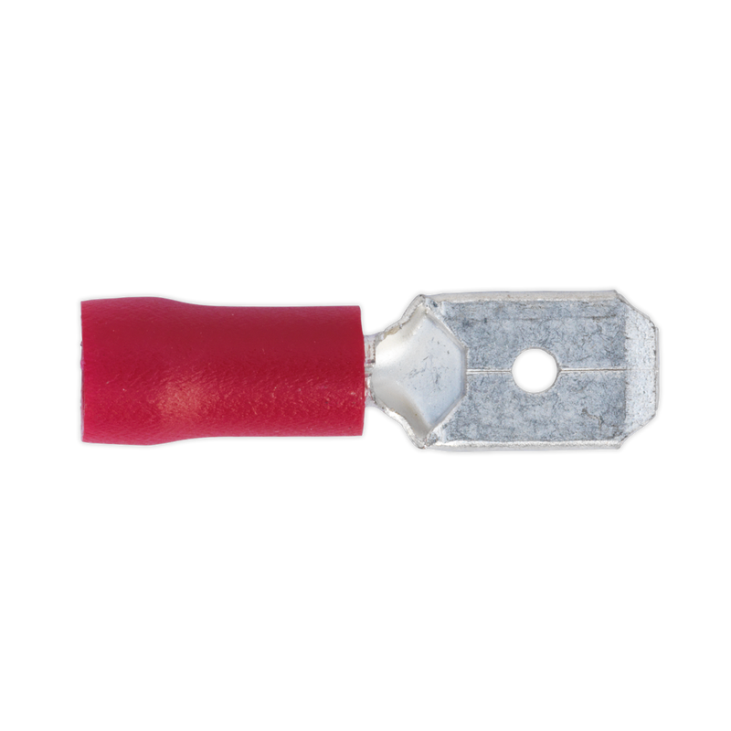 Push-On Terminal 6.3mm Male Red Pack of 100 | Pipe Manufacturers Ltd..