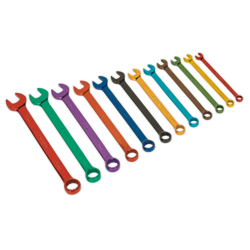 Combination Spanner Set 12pc Multi-Coloured Metric | Pipe Manufacturers Ltd..