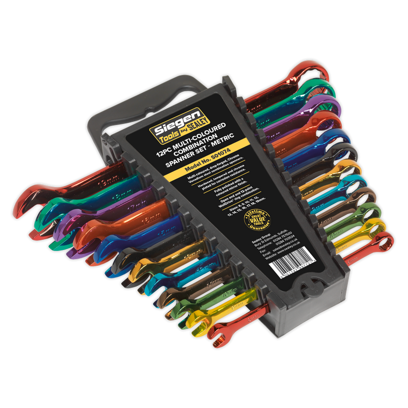 Combination Spanner Set 12pc Multi-Coloured Metric | Pipe Manufacturers Ltd..