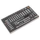 Tool Tray with Socket Set 62pc 1/4" & 1/2"Sq Drive Metric | Pipe Manufacturers Ltd..
