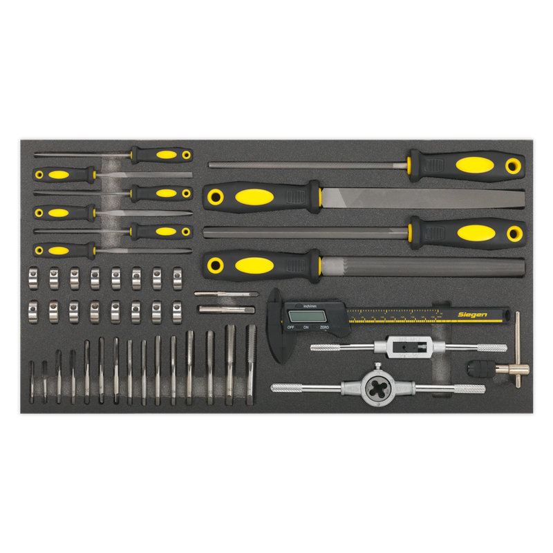 Tool Tray with Tap & Die, File & Caliper Set 48pc | Pipe Manufacturers Ltd..