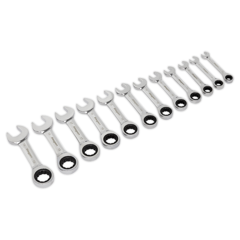 Stubby Ratchet Combination Spanner Set 12pc Metric | Pipe Manufacturers Ltd..