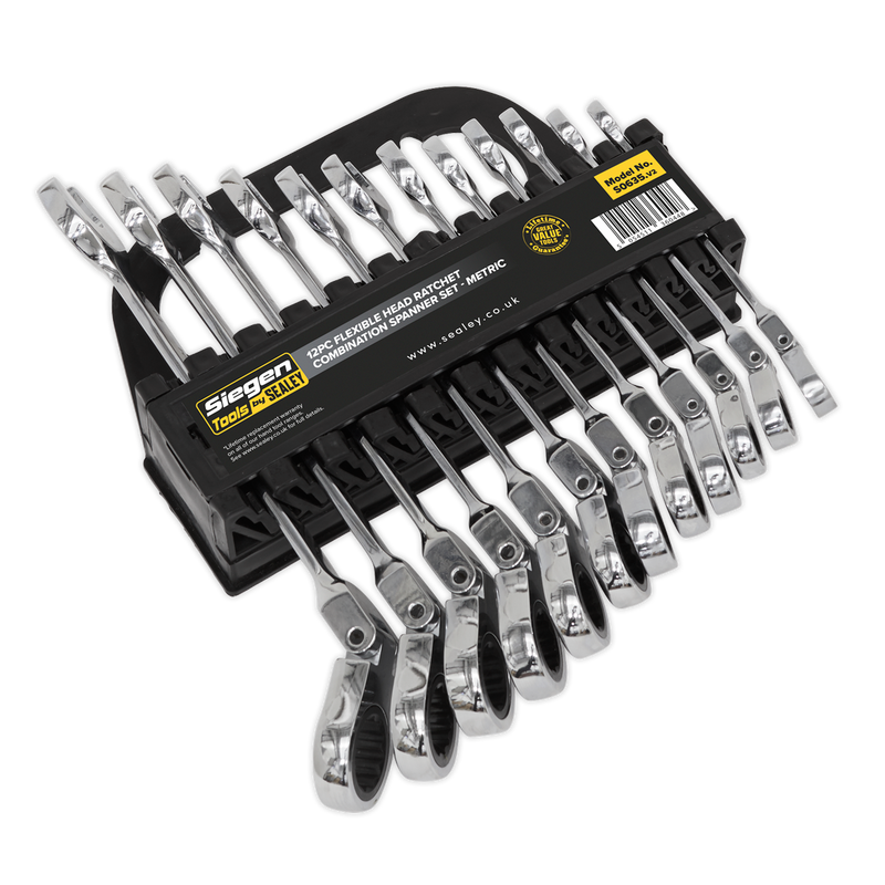 Flexible Head Ratchet Combination Spanner Set 12pc Metric | Pipe Manufacturers Ltd..