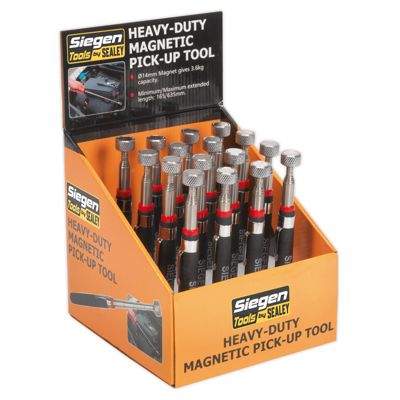 Heavy-Duty Magnetic Pick-Up Tool 3.6kg Capacity Display Box of 16 | Pipe Manufacturers Ltd..