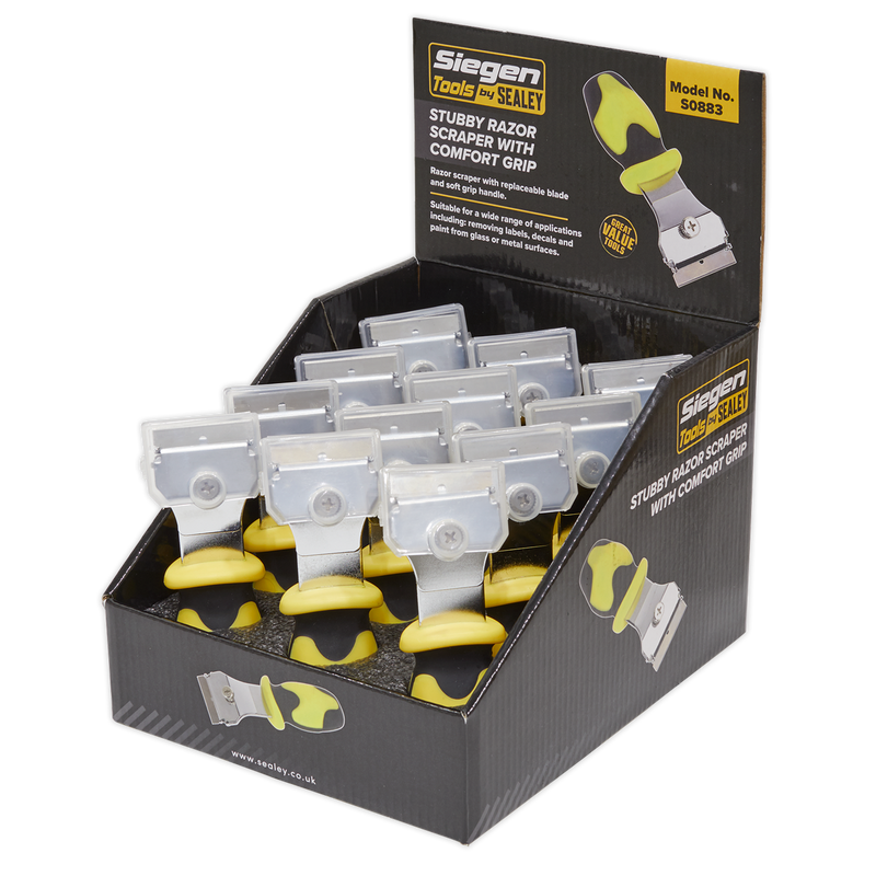 Razor Scraper with Comfort Grip Stubby Display Box of 12 | Pipe Manufacturers Ltd..