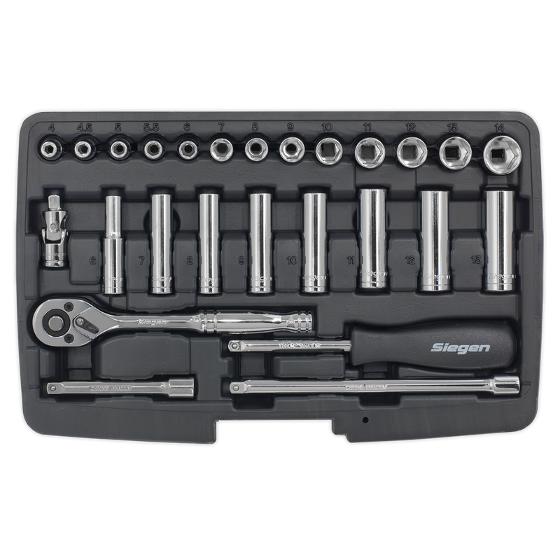 Socket Set 26pc 1/4"Sq Drive 6pt WallDrive¨ Metric | Pipe Manufacturers Ltd..