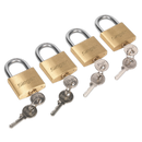 Brass Body Padlock with Brass Cylinder 40mm Key Alike Pack of 4 | Pipe Manufacturers Ltd..