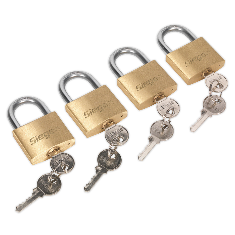 Brass Body Padlock with Brass Cylinder 40mm Key Alike Pack of 4 | Pipe Manufacturers Ltd..