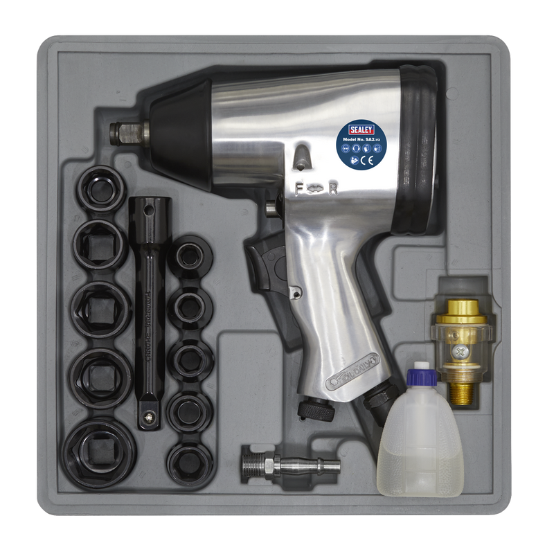 Air Impact Wrench Kit with Sockets 1/2"Sq Drive | Pipe Manufacturers Ltd..