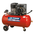 Compressor 100L Belt Drive 3hp with Cast Cylinders & Wheels | Pipe Manufacturers Ltd..