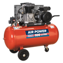 Compressor 100L Belt Drive 3hp with Cast Cylinders & Wheels | Pipe Manufacturers Ltd..