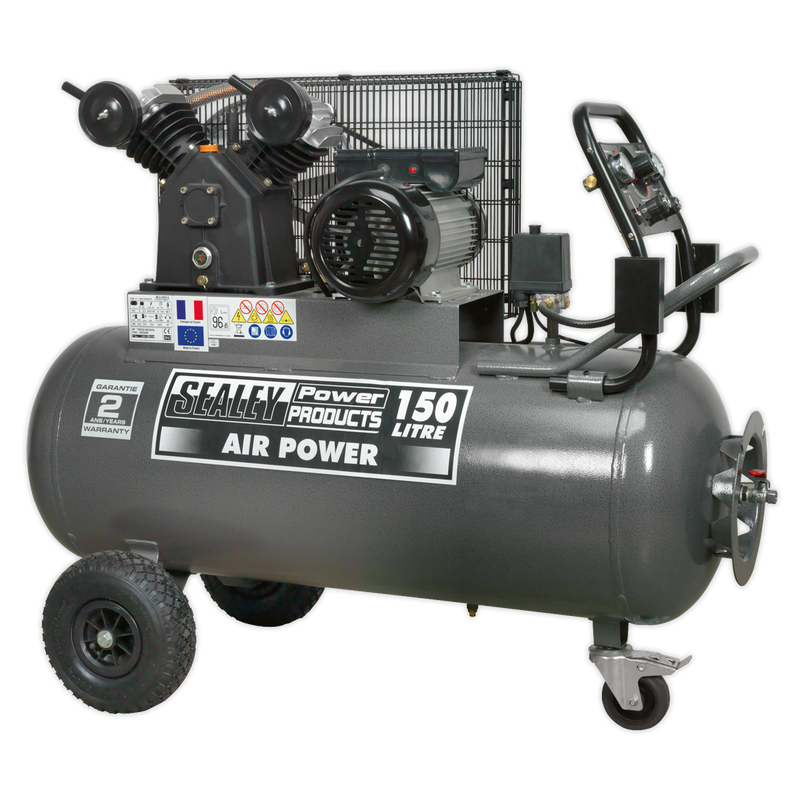Compressor 150L Belt Drive 3hp with Front Control Panel | Pipe Manufacturers Ltd..