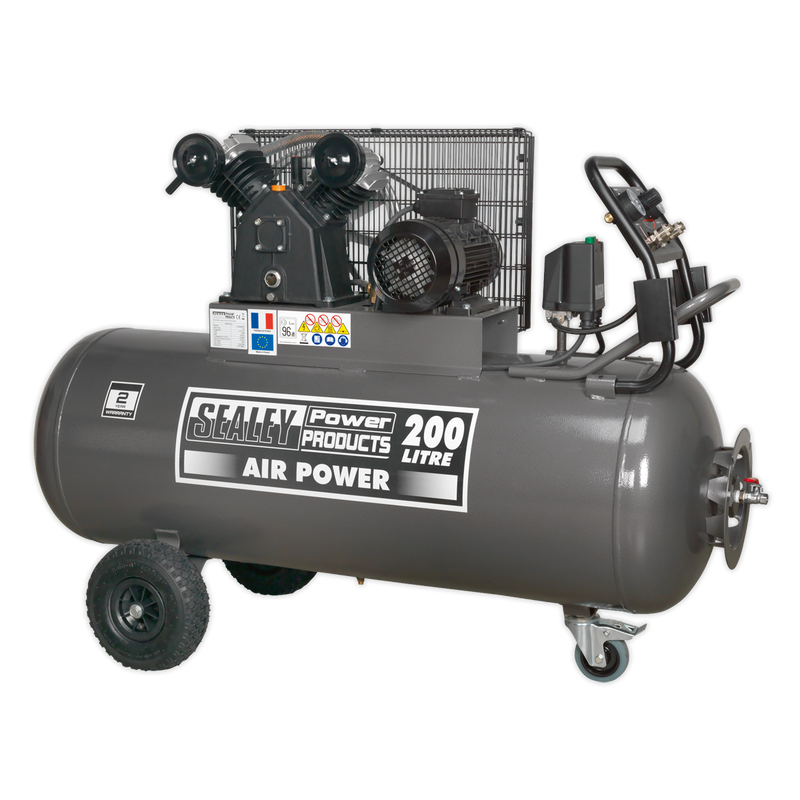 Compressor 200L Belt Drive 3hp with Front Control Panel 415V 3ph | Pipe Manufacturers Ltd..