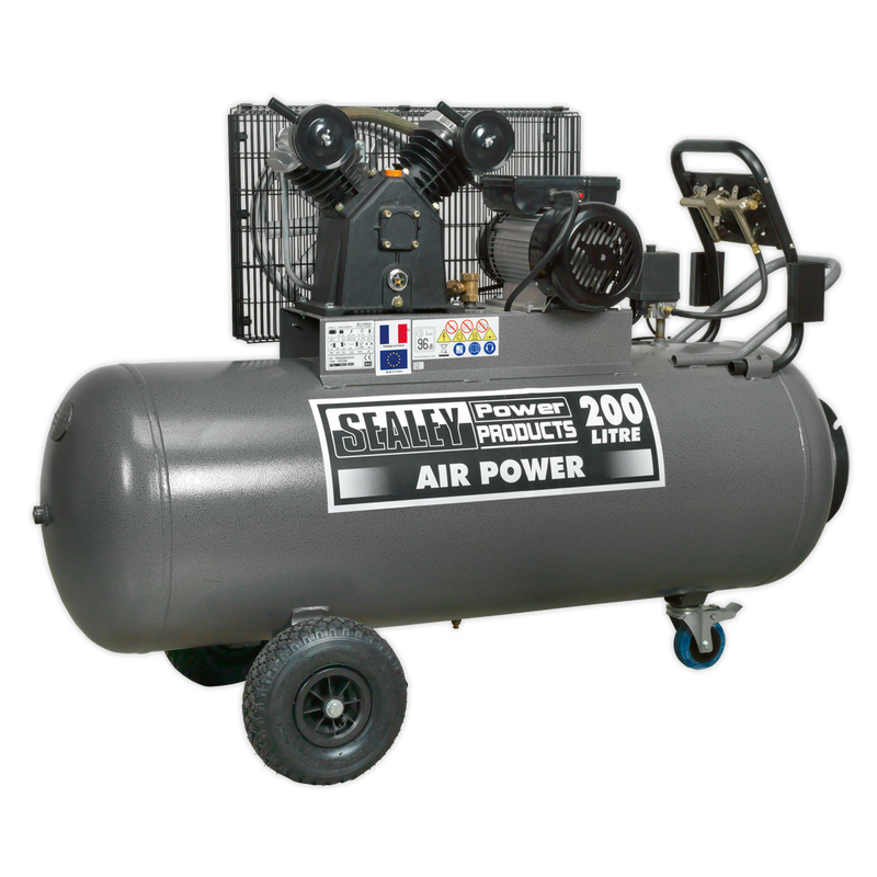 Compressor 200L Belt Drive 3hp with Front Control Panel | Pipe Manufacturers Ltd..