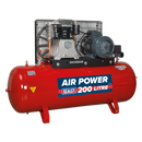 Compressor 200L Belt Drive 5.5hp 3ph 2-Stage with Cast Cylinders | Pipe Manufacturers Ltd..