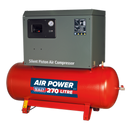 Compressor 270L Belt Drive 5.5hp 3ph 2-Stage with Cast Cylinders Low Noise | Pipe Manufacturers Ltd..