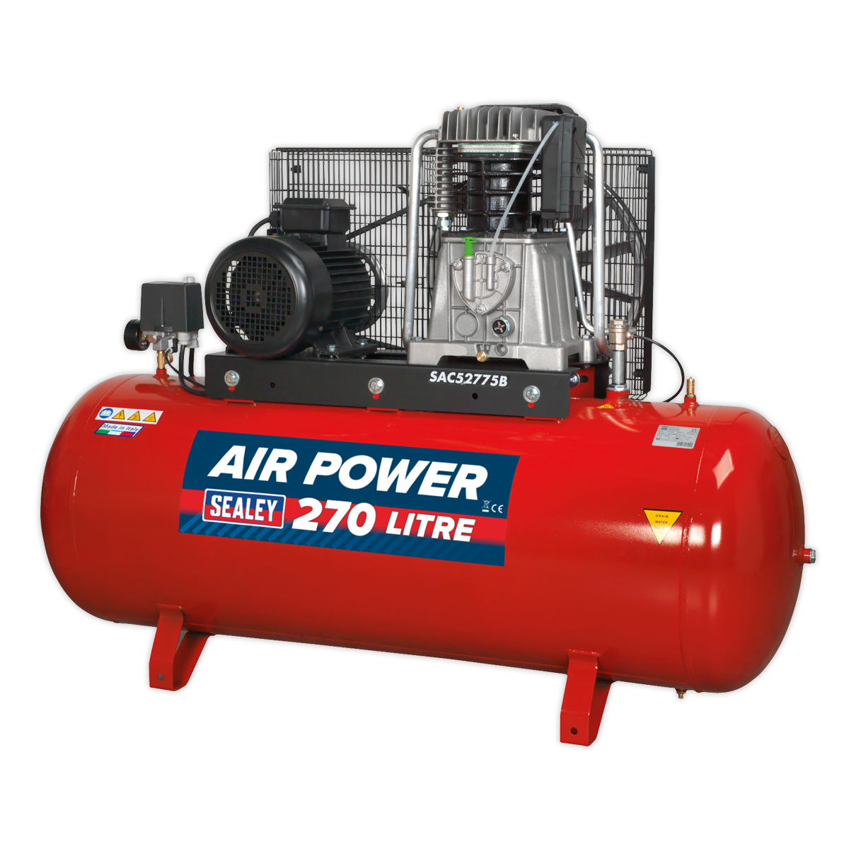 Compressor 270L Belt Drive 7.5hp 3ph 2-Stage with Cast Cylinders